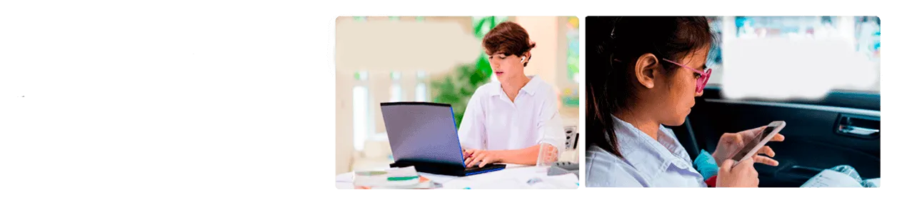 Two high-school students studying, one on a laptop and one on a phone